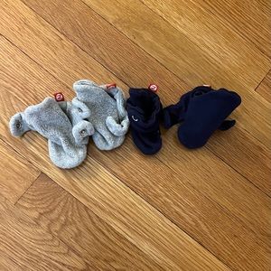 Zutano booties, gray fleece and navy cotton gripper, 3 months